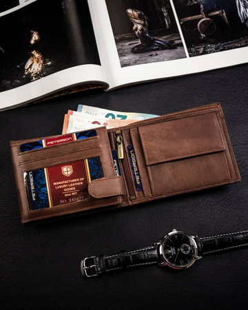 Große Herren Geldbörse aus Leder mit Zierprägung – Peterson