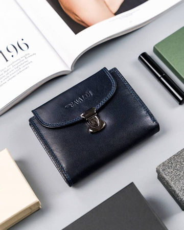 Mittelgroße Damen Geldbörse aus Leder mit Druckknopf – 4U Cavaldi