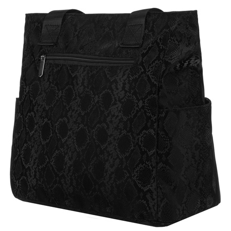 Schwarzer Damen-Shopper aus Polyester, aufgehängt an bequemen Griffen – Rovicky