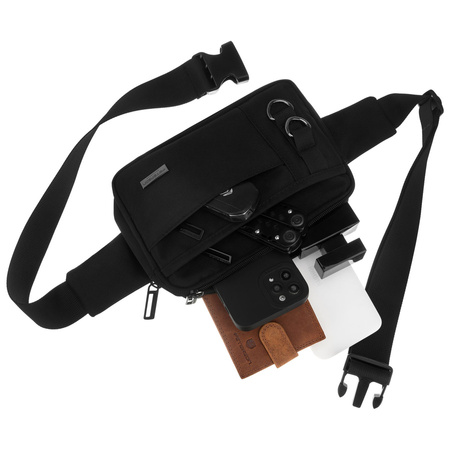 Sportliche Gürteltasche in Schwarz mit Reißverschluss, zweifach unterteilt – Peterson