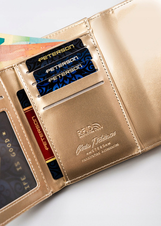 Damen Geldbörse aus Öko-Leder mit Druckknopf und Reißverschluss – Peterson