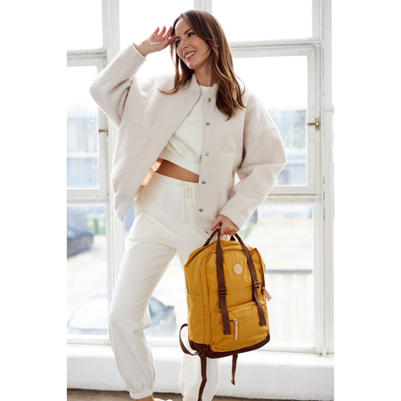 Gelb-brauner City Rucksack mit Laptopfach und Reißverschluss – Himawari