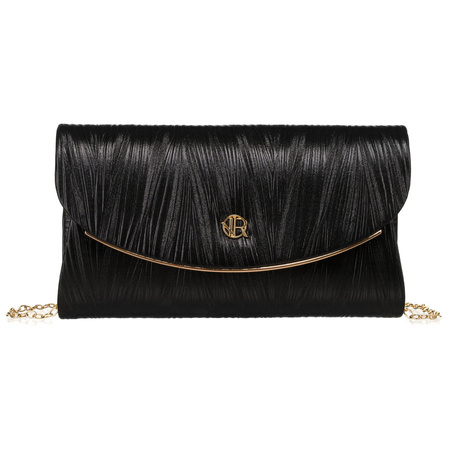 Schwarze Damen Clutch aus Öko-Leder mit Rillenmuster – Rovicky