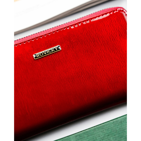 Damen-Geldbörse als Federmäppchen aus echtem und Öko-Leder, rot, mit Reißverschluss - Rovicky