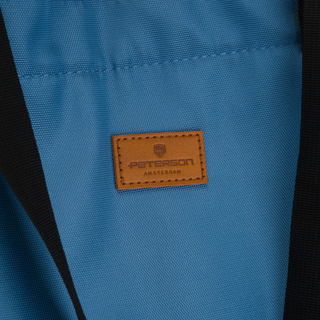 Blaue Damen-Shopper-Tasche aus Polyester, an Henkeln und einem abnehmbaren Gürtel hängend – Peterson