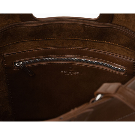 Braune Damen-Shopper aus Öko-Leder, mit einem Hauptfach und Reißverschluss – Peterson