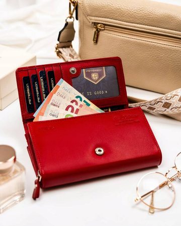 Große Damen Geldbörse aus Leder mit Druckknopf und Reißverschluss – Peterson