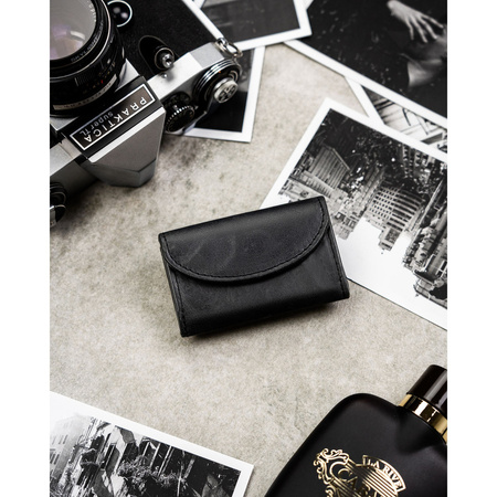 Herren-Geldbörse aus Leder in Schwarz mit RFID-System ausgestattet – Rovicky