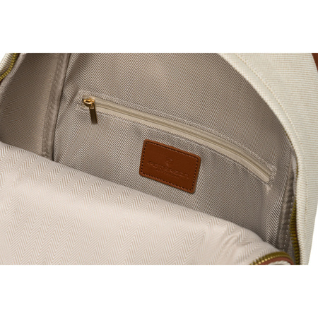 Großer, urbaner Damen Rucksack in Beige-Braun mit Außentasche – Peterson