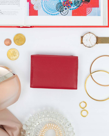 Kleine Damen Geldbörse mit Druckknopf aus echtem Leder – Rovicky