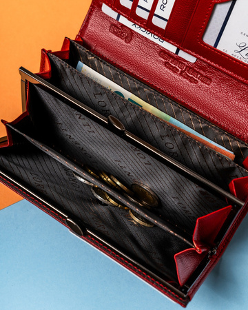 Elegante Damen Geldbörse aus Leder mit Druckknopf – Lorenti