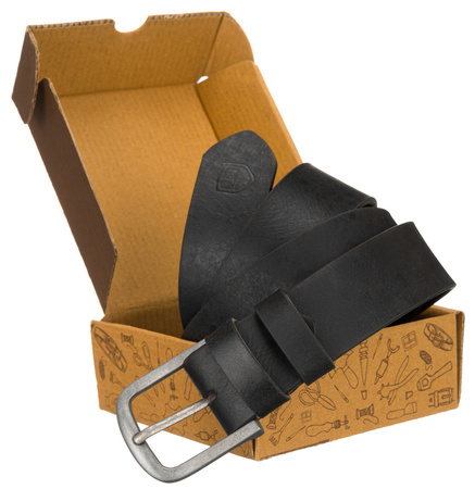 Herren Ledergürtel mit silberfarbener klassischer Schnalle – Peterson