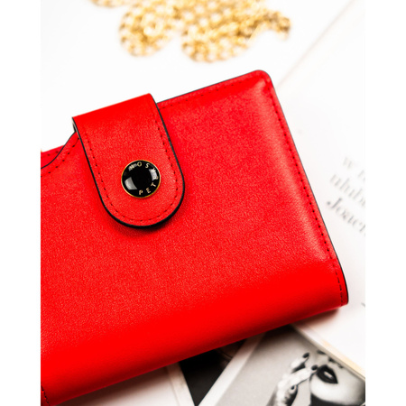 Rote Damen-Geldbörse aus Öko-Leder mit Reißverschluss und Druckknopf – Peterson