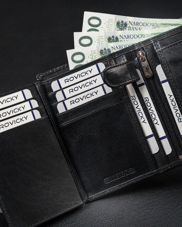 Funktionale vertikale Herren Geldbörse aus Echtleder ohne Verschluss – Rovicky