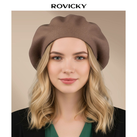 Universeller Damen-Beret aus Acryl in Khaki - Rovicky