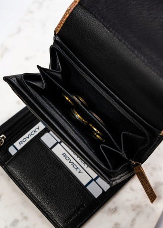 Damen Geldbörse aus echtem Leder mit Druckknopf – Rovicky