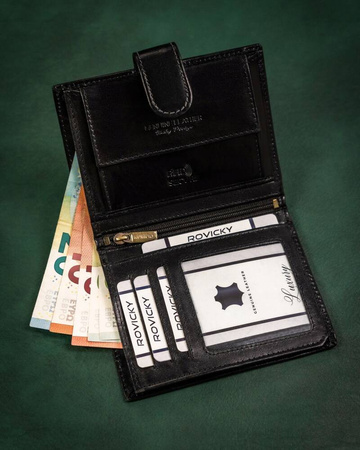 Große Herren Geldbörse aus Leder mit Druckknopf – Rovicky