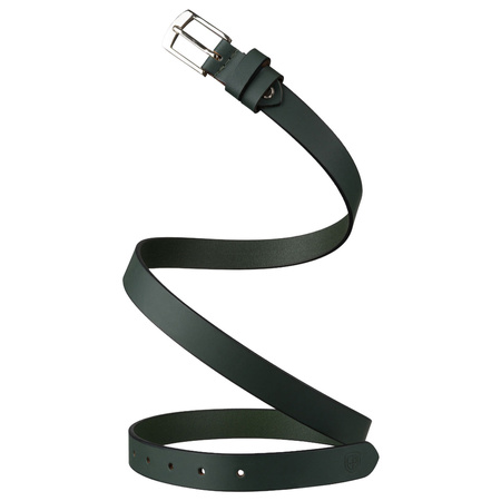 Lederner, grüner Damen Gürtel mit silberner, klassischer Schnalle - Peterson