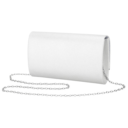 Elegante Damen-Clutch in Silber aus Öko-Leder, an einer Kette hängend - Rovicky