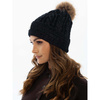 Schwarze, umgeschlagene Damen Mütze mit Bommel – Peterson