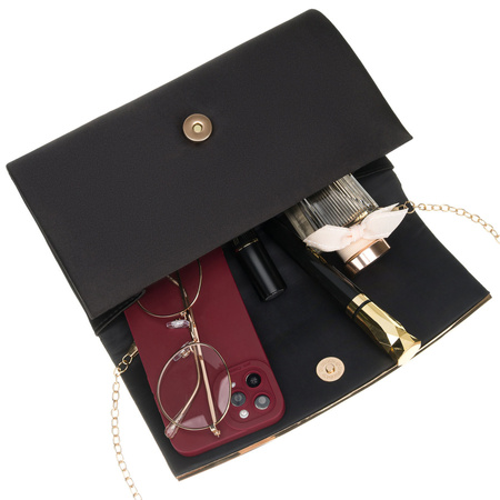 Schwarze, elegante Damenhandtasche aus synthetischem Stoff mit einer Innentasche – Rovicky