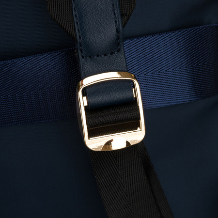 Damen-Rucksack aus Nylon in Marineblau mit einem Befestigungsgriff für den Koffer – Peterson