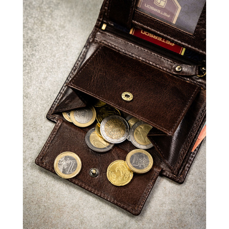 Elegante Herren-Geldbörse aus Leder in Braun ohne Außenschließe - Peterson
