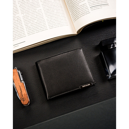 Herren Geldbörse querformat schwarz aus Leder ohne Außenverschluss – Ronaldo