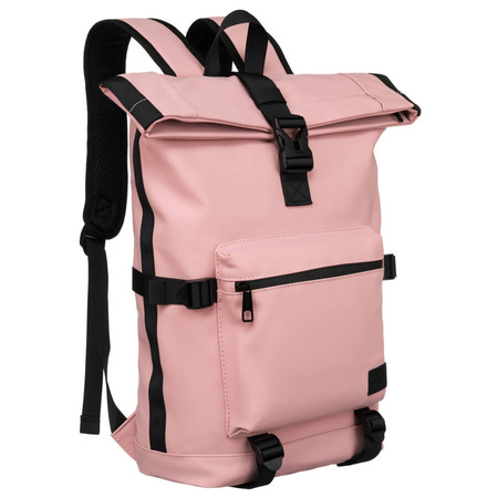 Rosa Sport-Rolltop-Rucksack mit Schnalle und Reißverschluss – Peterson