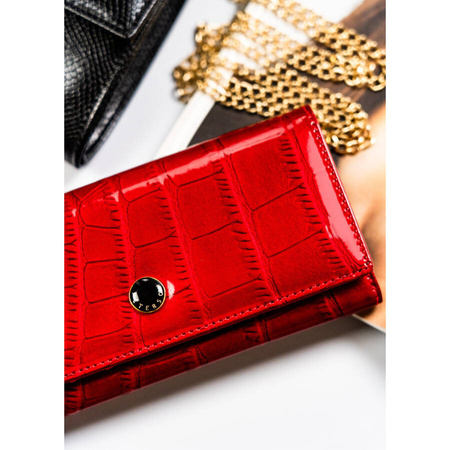 Rote Damen Geldbörse aus Leder mit Krokoprägung – Peterson