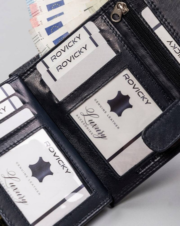 Kleine Damen Geldbörse aus Leder mit Druckknopf – Rovicky