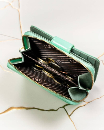 Vertikale Damen Geldbörse aus Leder mit Druckknopfverschluss – Lorenti