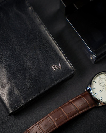 Funktionale vertikale Herren Geldbörse aus Echtleder ohne Verschluss – Rovicky