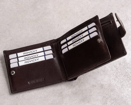 Herren Geldbörse aus Echtleder mit RFID-Schutz und Druckknopf – Rovicky