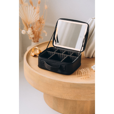 Schwarze Schmuckschatulle aus Öko-Leder, mit Reißverschluss – Peterson