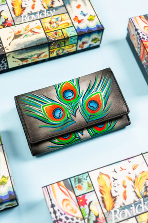 Große Damen Geldbörse mit Druckknopf aus echtem Leder – Rovicky