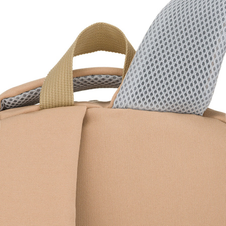 Beiger Schulrucksack aus Polyester mit Laptopfach, mit Reißverschluss geschlossen – Peterson