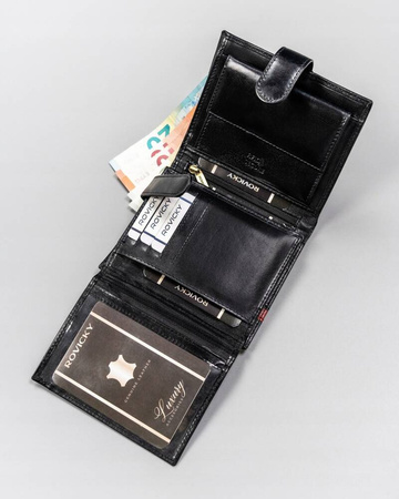 Große Herren Geldbörse aus Leder mit Druckknopfverschluss – Rovicky