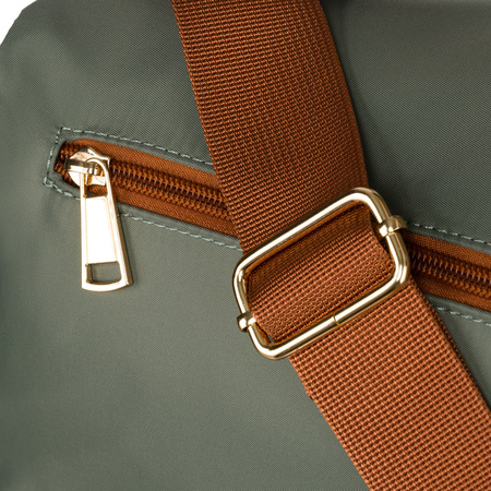 Grün-braune Damen Umhängetasche aus Nylon und Öko-Leder – Peterson