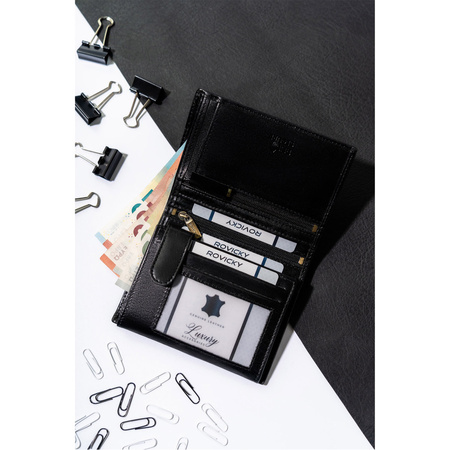 Schwarze Herren Geldbörse aus echtem Leder mit RFID – Rovicky