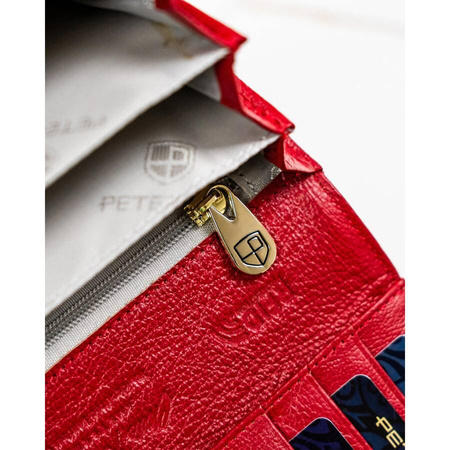 Luxuriöse rote Damen Geldbörse aus Lackleder mit Schmetterlingen – Peterson