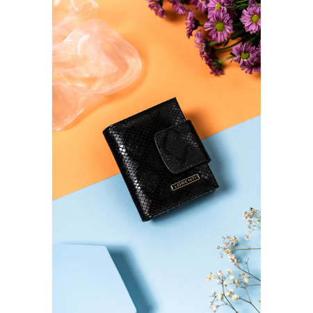 Kleine Damen Geldbörse aus Leder mit Druckknopf und Bügelverschluss – Lorenti