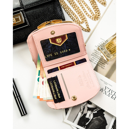 Moderne Damen Geldbörse aus Öko-Leder mit Druckknopf und Bügelverschluss – Peterson