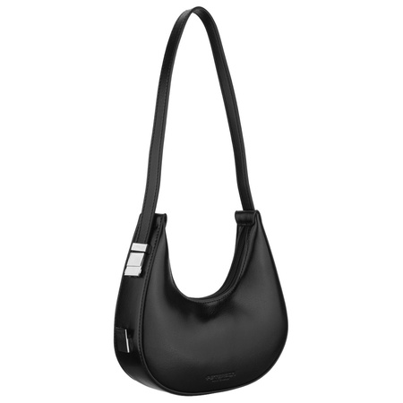 Schwarze Damen-Baguettetasche aus Kunstleder mit Reißverschluss – Peterson