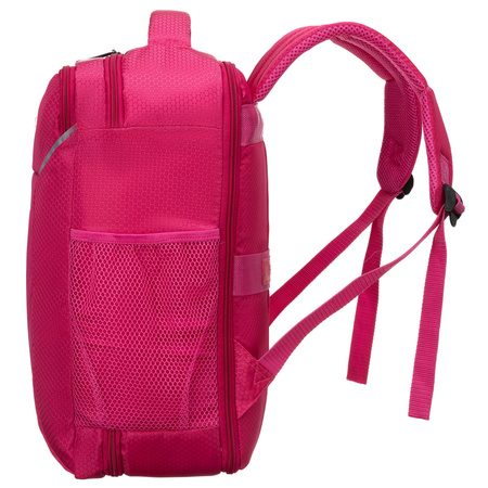 Rosa Reise-Rucksack aus Polyester mit einem Gurt zur Befestigung am Koffer – Peterson