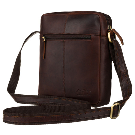 Herren-Umhängetasche, braune Umhängetasche aus Leder mit Tasche - Peterson