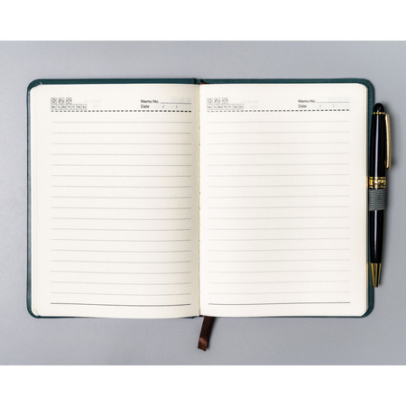 Grünes Notizbuch im B6-Format, liniert, mit Stiftschlaufe – Peterson