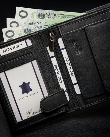 Faltbare vertikale Herren Geldbörse mit Reißverschlussfach – Rovicky