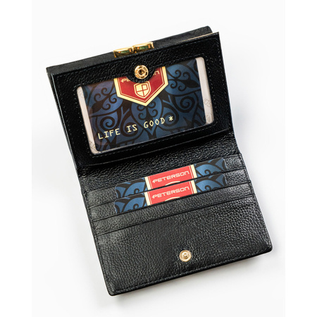 Elegante Damen-Geldbörse aus Natur- und Öko-Leder in Schwarz - Peterson