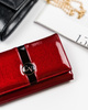 Rote Damen Geldbörse mit Bügelverschluss aus lackiertem Leder – Cavaldi